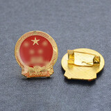 国徽徽章天安门徽章胸章胸徽蝴蝶扣水晶滴塑金属胸牌五星国徽胸章胸徽红星徽章红五星别针 天安门五星国徽胸章胸徽-别针款