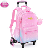 DISNEY迪士尼拉杆书包女三轮小学生书包休闲减负可爬楼梯初中生书包女 SA80067（粉蓝渐变）