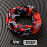 赛风防晒面罩冰丝头巾脖套男女薄款防护面巾骑行钓鱼迷彩防晒面罩 挂耳款-迷彩红