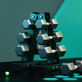 艾美仕（AiMeiShi）包胶六角哑铃男环保无异味电镀精钢铸铁实芯家用商用健身器材 7.5KG 一只