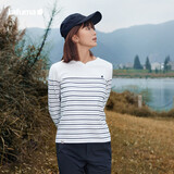 LAFUMA乐飞叶长袖T恤女 户外秋季吸湿速干圆V领条纹 LFTS4CL63