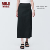 无印良品（MUJI）女式 麻混 弹力 直筒裙 长半身裙女春款裙子半裙 中长裙 女装 黑色 S (155/62A)