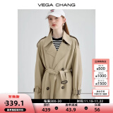 VEGA CHANG风衣外套女2024年秋新款中长款高级感纯色大衣 摩卡棕 XS