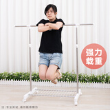 友利特晾衣架落地不锈钢室内移动挂衣架单杆可伸缩小型卧室简易晒衣架子 加粗加固带网格款0319-03