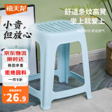 禧天龙塑料凳子家用加厚防滑耐磨餐椅板凳方凳大号换鞋条纹凳子D-2114