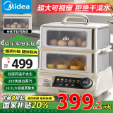 美的（Midea）【国家补贴】穿透蒸电蒸锅 全景可视多功能锅拒绝千滚水16.5L双层大容量外置加水ZGC302352KS