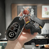 百车达奔驰钥匙套适用c260l扣e300l车glc300l女a200l高级感gle350壳glc C款【黑色】+小马皮带扣