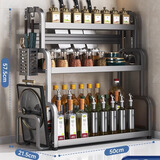 王星和月厨房调料置物架筷子刀架台面多功能调味品厨具用品收纳架多层架子 枪灰色【加高三层50cm】升级套装