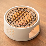 茶鼓蜡烛加热温茶炉煮茶炉煮茶壶底座明火玻璃水果茶花茶壶养生壶套装 白色扇形+垫片+蜡托+10个蜡烛