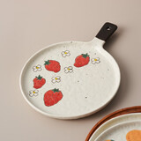 肆月陶瓷碗个人专用好看的饭碗单个家用甜品碗微波炉可用釉下彩餐具 【草莓】披萨盘