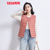 鸭鸭（YAYA）马甲女轻薄羽绒服秋冬坎肩修身保暖背心马夹女百搭内穿上衣女装K 嫣红色 L