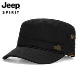 Jeep吉普帽子男士平顶帽鸭舌帽四季时尚户外太阳帽旅游出行防晒遮阳帽 黑色