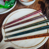 河合日本原装进口天然实木筷子日式尖头防滑耐高温筷子可适用洗碗机 法式乡村5P（可洗碗机）