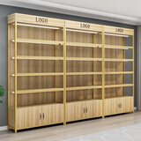 章鱼哥 货架置物架化妆品展示柜多层产品陈列柜美容院货柜 金架浅胡桃板 五层长120*深30*高200cm