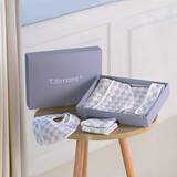 准妈妈婴儿礼盒抱被浴巾纯棉新生儿纱布送礼刚出生满月宝宝洗护套装 方格抱被5件套【礼盒+拎袋】