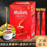 麦馨（maxim） 麦馨咖啡100条礼盒装Maxim白金咖啡三合一韩国进口速溶咖啡粉 红麦馨100条（金色叶子勺）