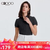 G2000 时尚女装短袖衬衫女商务OL简约纯色衬衣 黑色 99 165/M