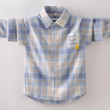 Bejirog儿童衬衫男童新款衬衣2025春秋装小孩长袖衣服中大童上衣薄款外套 蓝色笑脸JSM 常规 150 cm