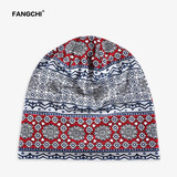 Fangchi 帽子女包头帽薄款夏堆堆帽睡帽头巾帽女棉质民族风套头帽两用 MXM-350红灰/封顶 均码 58CM左右