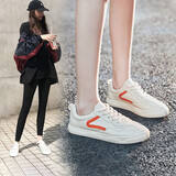 ZHR小白鞋女平底百搭新品女鞋经典撞色舒适透气韩版INS软底休闲鞋子 米橙色（AT07-皮面款） 36