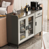 首升轻奢餐边柜茶水柜收纳置物柜碗柜家用客厅意式酒柜靠墙厨房储物柜 荐【透明门】天空灰100*34*92