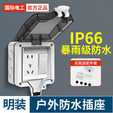 国际电工 户外防水插座IP66 防暴雨浴室插座卫生间防水盒明装室外防雨盒 明装防水盒+一开五孔【10A】
