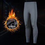 力为（Leevy） 运动紧身裤男弹力长裤跑步健身裤 田径马拉松束脚压缩打底训练裤 灰色加绒/G70087 M