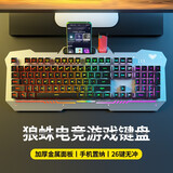 狼蛛（AULA）T101真机械手感键盘鼠标套装 有线104键键鼠套装 游戏办公电脑键盘混光吃鸡套装 金属面板黑