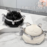 小野七天轻奢招财猫烟灰缸带盖防飞灰创意个性客厅家用办公室烟缸高级白色
