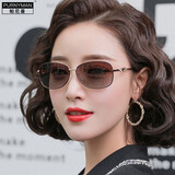 帕尼曼小框眼镜开车墨镜女防紫外线优雅复古网红街拍女士偏光小脸太阳镜 茶金框渐变茶