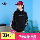 adidas舒适运动连帽卫衣套头衫男装阿迪达斯官方三叶草H31236 黑色/白 XS(参考身高:167~172CM)