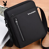 花花公子（PLAYBOY）单肩包男斜挎包休闲小背包男士包包大容量便携外出户外手机包黑色