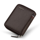 WILLIAMPOLO短款拉链头层牛皮钱包女男士零钱包真皮女式通用男女卡包 咖啡色