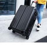 卡希度铝框行李箱拉杆箱男女小登机箱大号旅行箱学生密码箱结婚皮箱子 功能挂包 铝框一黑色 20英寸 登机箱