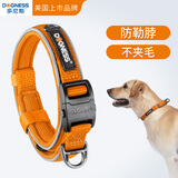 多尼斯反光系列狗狗项圈牵引绳大中小型犬狗牵引绳链栓遛狗绳子泰迪金毛 橙色（单个项圈） M（建议20-40斤）