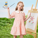 Classic Teddy女童连衣裙儿童公主裙中大童装薄款淑女裙夏装新款裙子儿童节礼物 爱心格子裙粉色 140