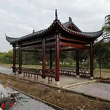 户外防腐木菠萝格文化长廊凉亭户外庭院葡萄架树脂瓦廊架仿古走廊 水榭亭咨询客服