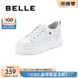 百丽（Belle）小白鞋女鞋商场款厚底增高一脚蹬单鞋透气休闲鞋U8N1DAM3 白色-第二批 37