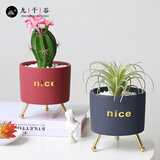 九千谷多肉花盆 轻奢北欧多肉植物花盆陶瓷现代时尚简约 矮款花架6270
