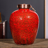 君翔景德镇陶瓷酒坛子家用密封10斤30斤50斤装高端存酒缸空瓶泡白酒罐 红色高温窑变酒坛无孔 20斤装