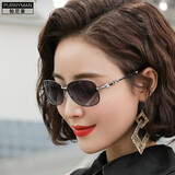 帕尼曼小框眼镜开车墨镜女防紫外线优雅复古网红街拍女士偏光小脸太阳镜 黑银框渐变灰