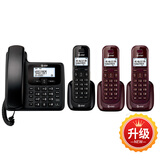 AT&T 34109扩音大音量中文菜单数字无绳子母机一拖一家用办公电话机固话有线固定老人机座机无绳电话机 34109黑中文+30109酒红子机一拖三