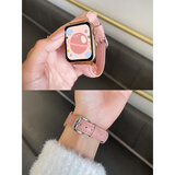 X2025新款iwatch智能手表女士款蓝牙接打电话消息提醒支付测血压心率血氧睡眠监测情侣计步运动手表 小蛮腰粉皮带【通话、离线支付、听音乐】