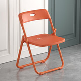 格田彩折叠椅子办公椅靠背凳子户外折叠凳休闲小椅子简易餐椅家用麻将椅 橘色 一体色