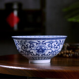 LICHEN釉下彩陶瓷碗景德镇高温青花瓷器餐具如意牡丹餐具中式仿古风格 5.5英寸饭碗