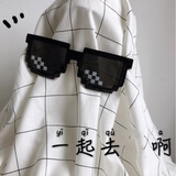 朵胤搞怪墨镜绿色原谅搞笑网红像素马赛克眼镜蹦迪耍酷个性装饰眼镜 大马双排