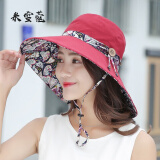米雪蔻帽子女夏韩版渔夫帽大檐可折叠遮阳帽户外旅游女士防晒透气太阳帽 双面可戴红色【12cm帽檐】 有防风绳（均码头围54-60cm）