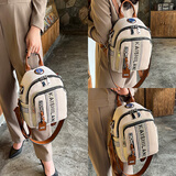 伯姿莉（BAIZILI）女士包包2025新款休闲通勤双肩包女百搭轻便旅行包女士高级感背包 米白（带专柜礼盒套装）