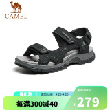 骆驼（CAMEL） 魔术贴沙滩户外徒步登山男士休闲凉鞋 GE12220536 黑色 40