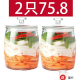 宏达泡菜坛子玻璃瓶密封罐 腌菜缸家用带盖加厚玻璃大号四川坛子糖蒜 8.5斤装2只